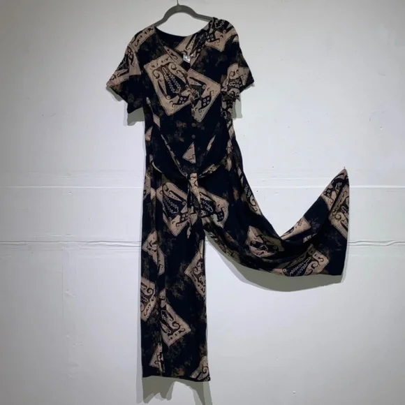 Vintage Black and cream super wide leg jumpsuit - Picture 12 of 13